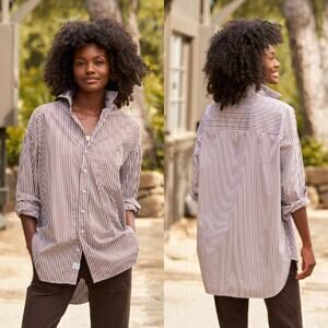 NEW Frank & Eileen Shirley Stripe Button Down Shirt Oversized Superluxe Small